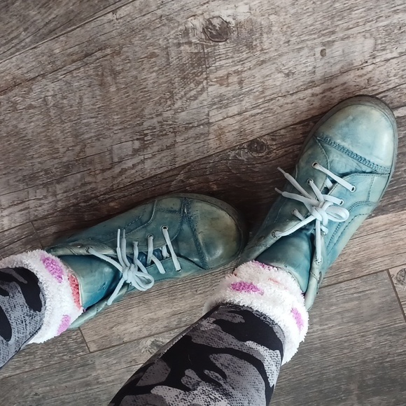 Italian  leather  high  top sneakers